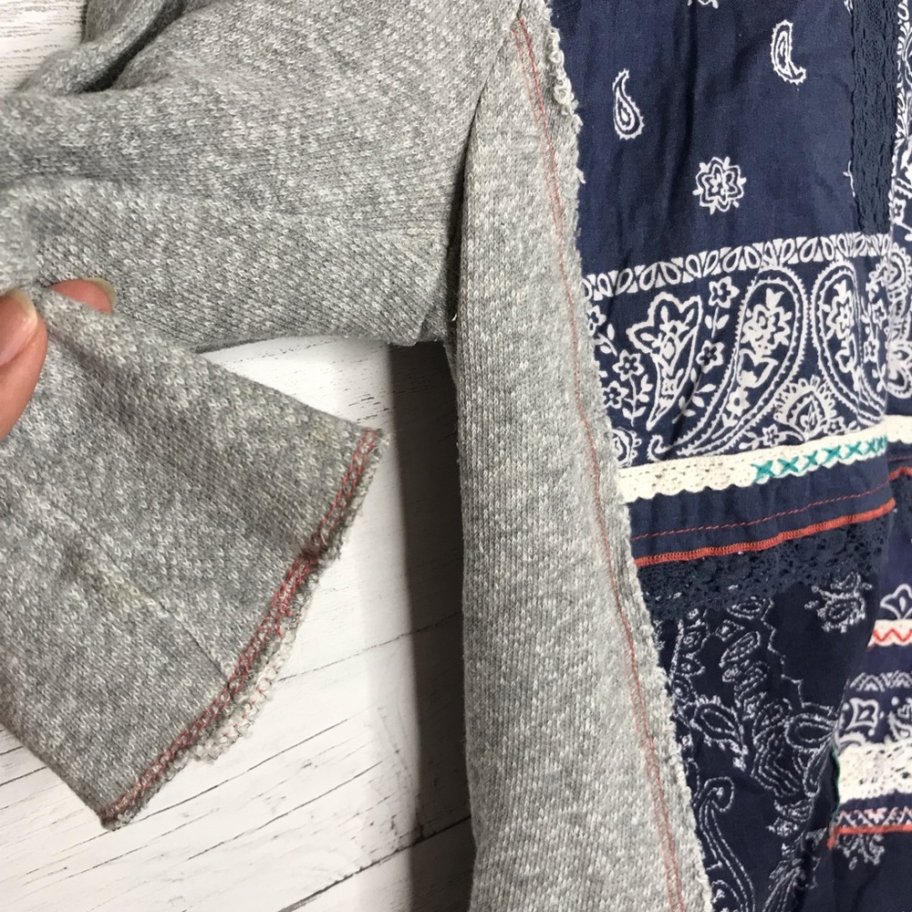 One September Gray Blue Patchwork Aztec Sweater - Picture 4 of 6